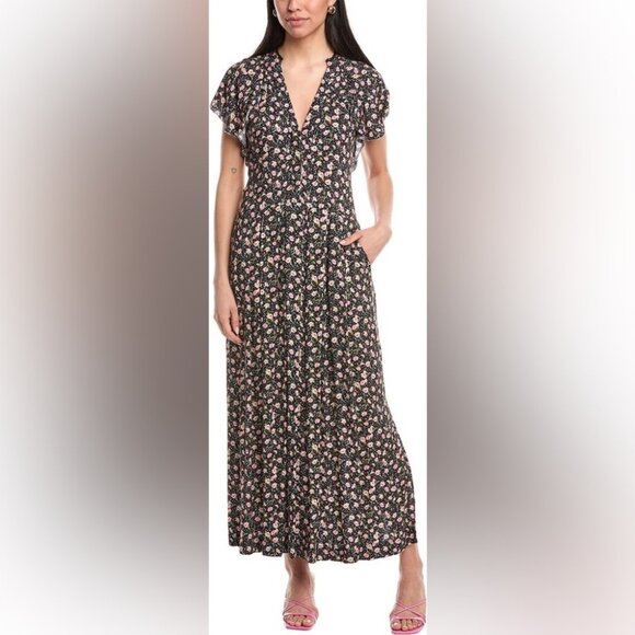 Zadig & Voltaire Dresses & Skirts - Zadig & Voltaire Black Pink Floral Maxi Dress Size XS Romantic